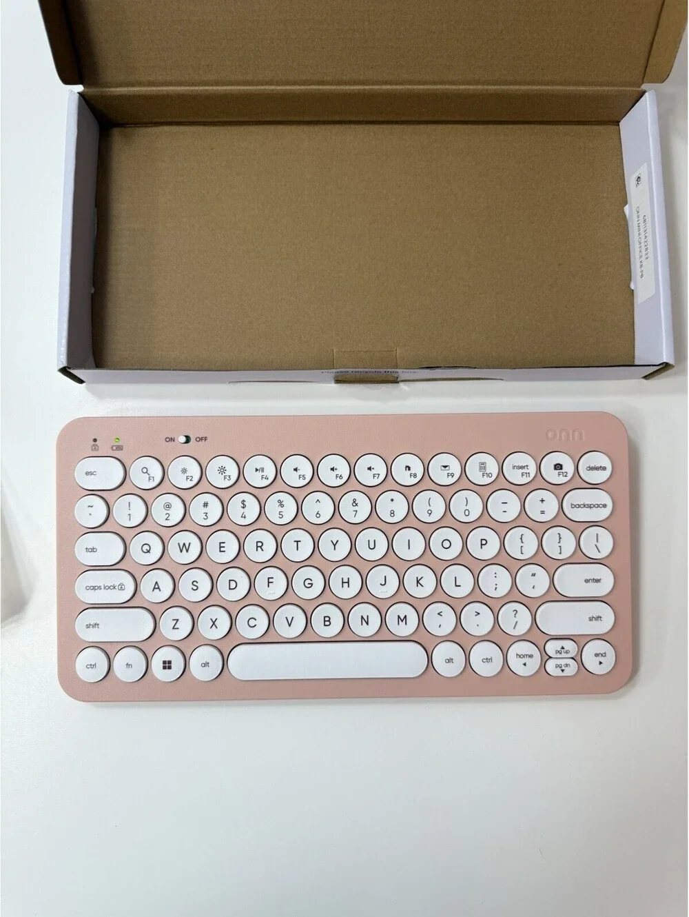 Onn Compact Wireless Keyboard, 78 Keys, Pink Retro Round Keycaps